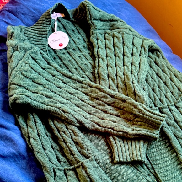 NWT Forest Green Calf-Length Cardigan - Picture 2 of 2